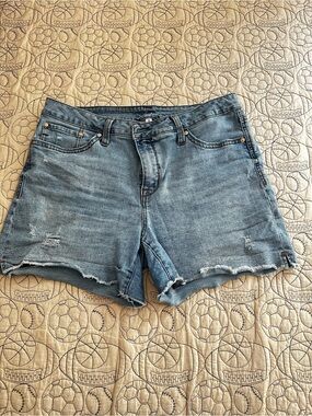 Seven7 Faded Blue Distressed Denim Cutoff Shorts